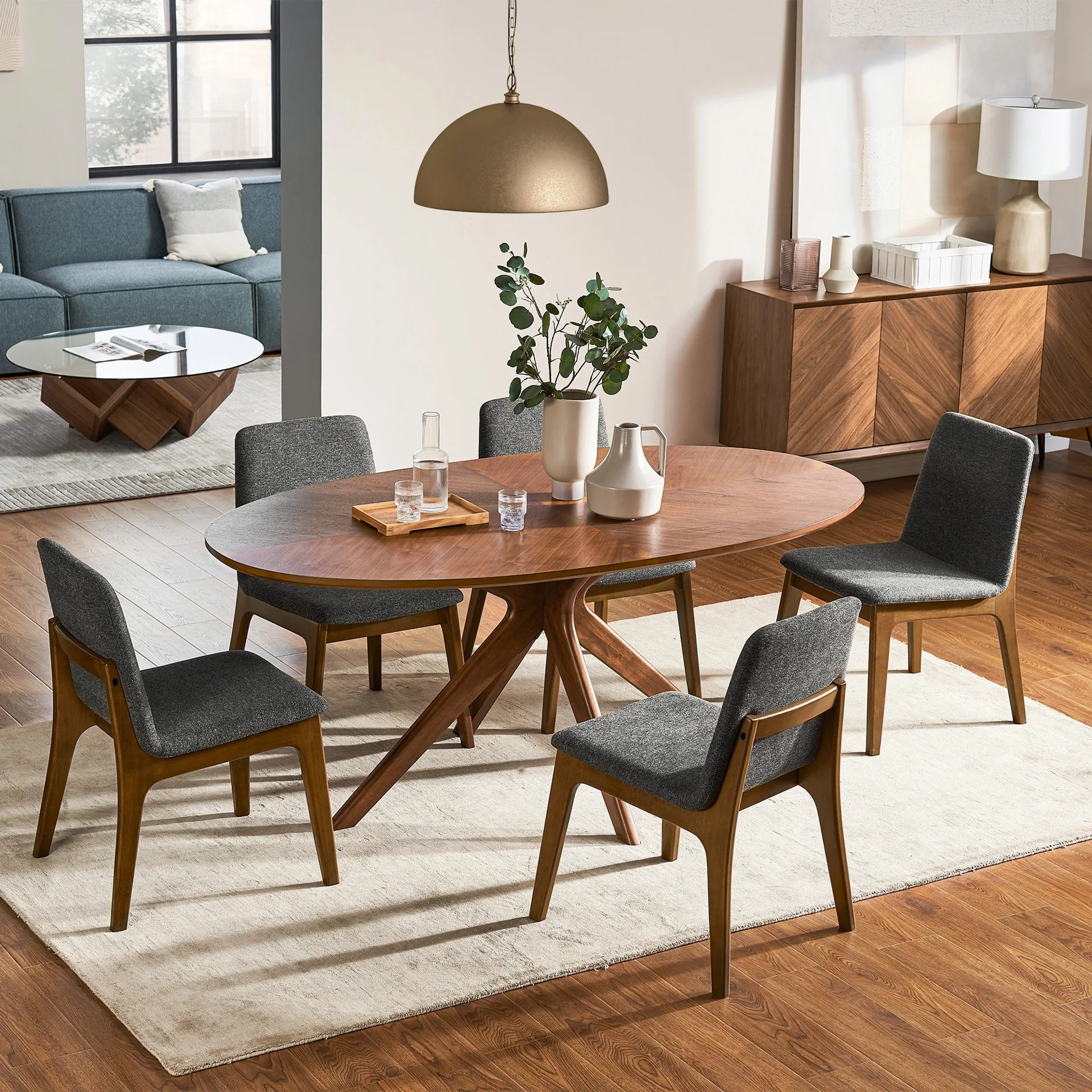 Brighton oval dining table from Castlery in a modern living room