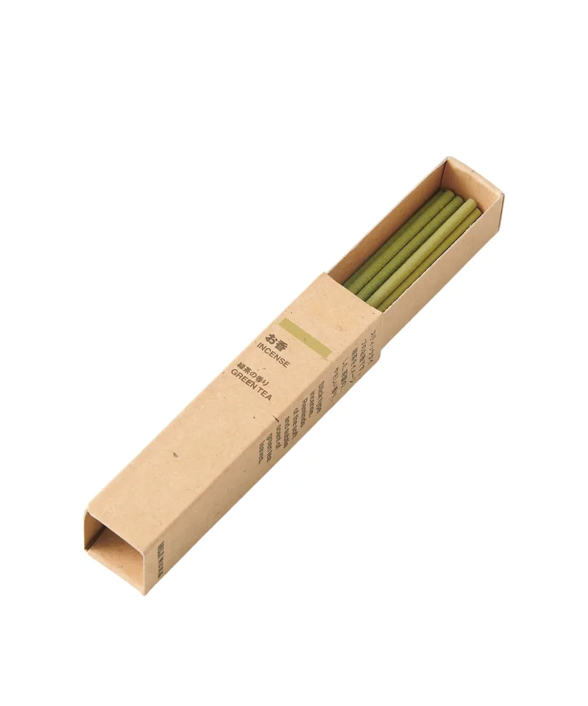 A box of Muji Green Tea incense sticks