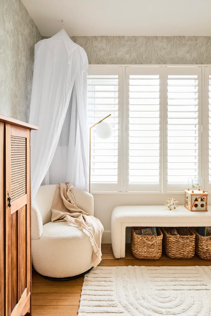 nursing chair in neutral toned nursery