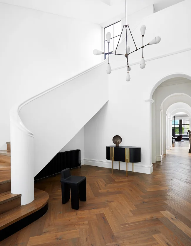 A Parisian-style entryway and stairs