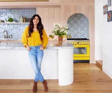 TV chef and home owner Silvia Collocca in her Mediterranean-inspired kitchen