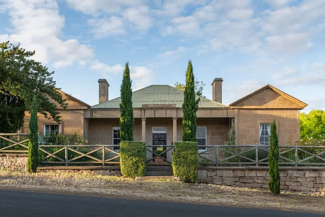 The façade of an early Colonial Georgian home in Tasmania.