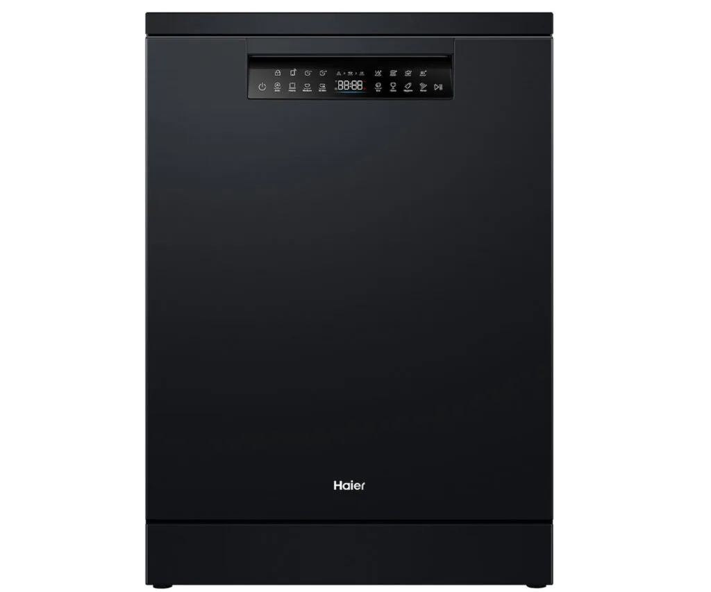 Haier Freestanding Dishwasher with Steam Black.