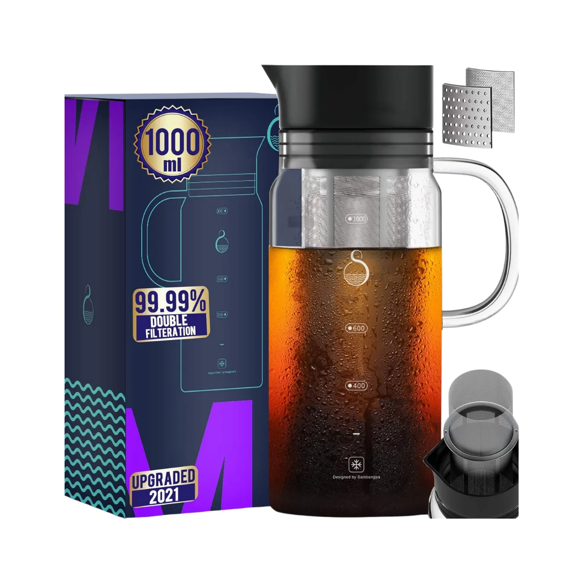 Sambangan airtight 1L cold brew glass coffee maker