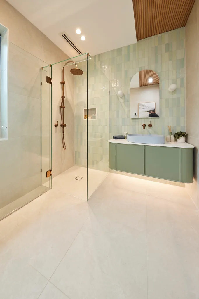 The Block ensuite reveal House 5 Kristian Mimi