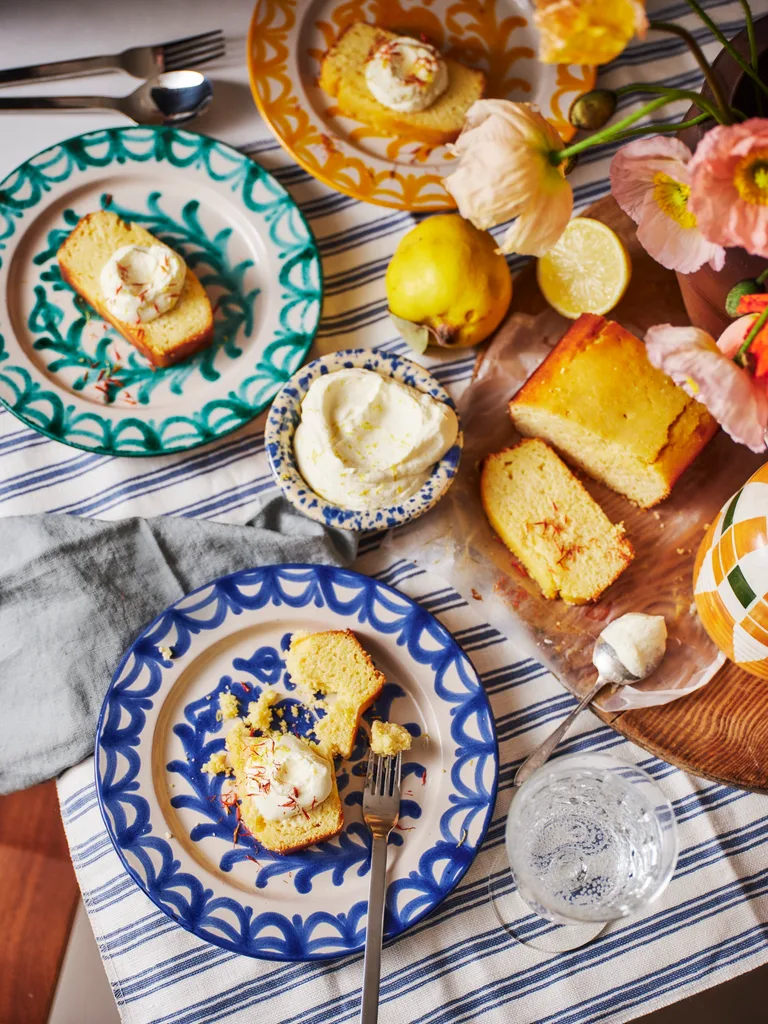 Lemon & rosewater loaf with whipped crème fraîche