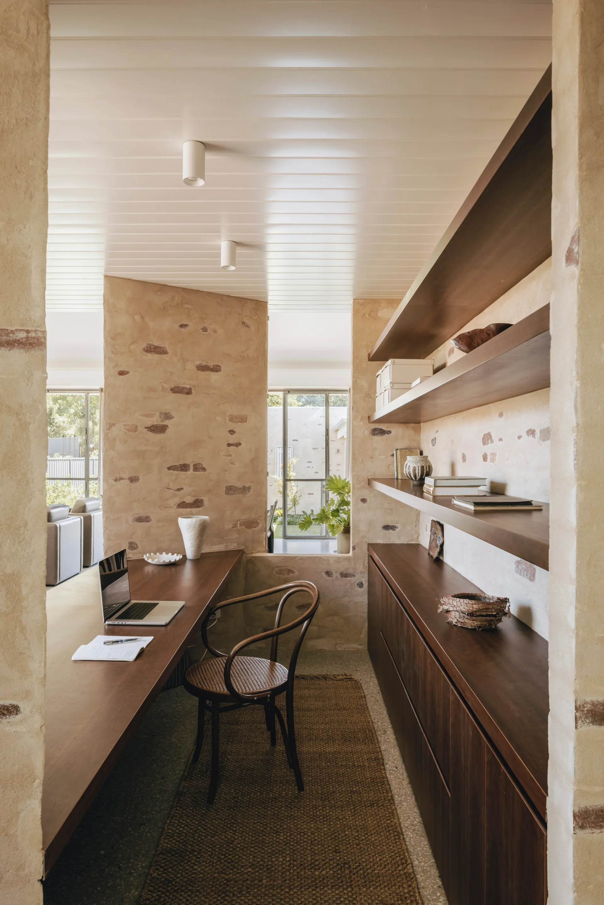 A timber study space in a revitalised heritage home