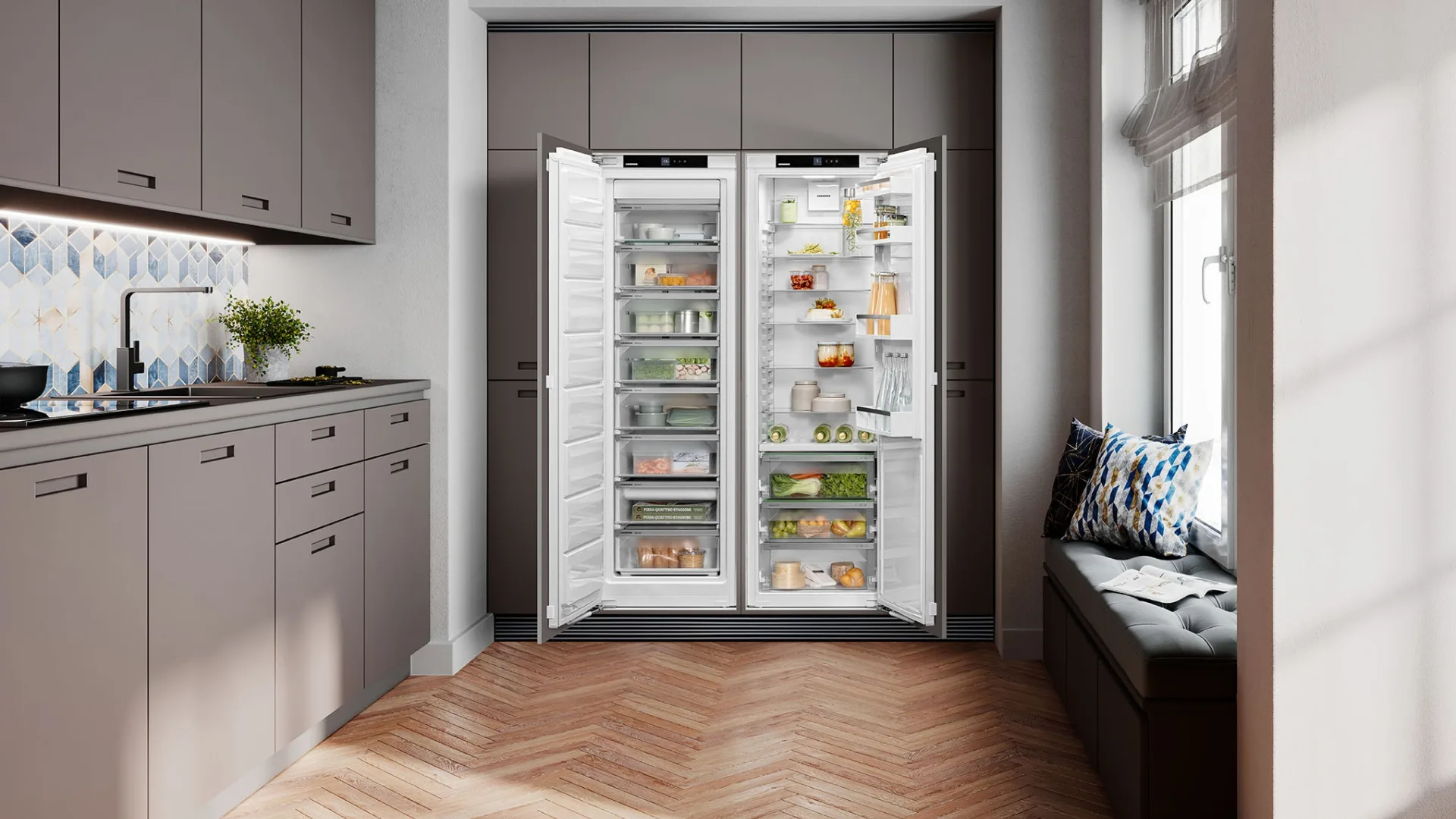 Open fully stocked fridge