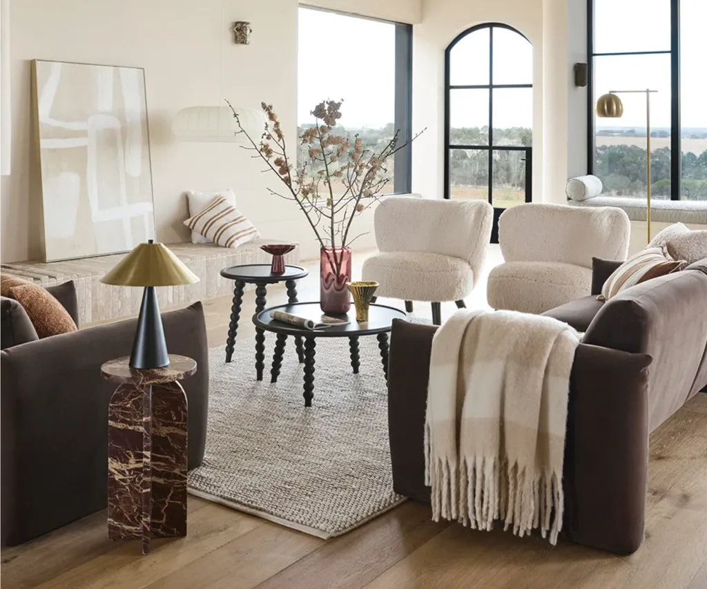 A lounge space filled with contemporary furnishings from Adairs