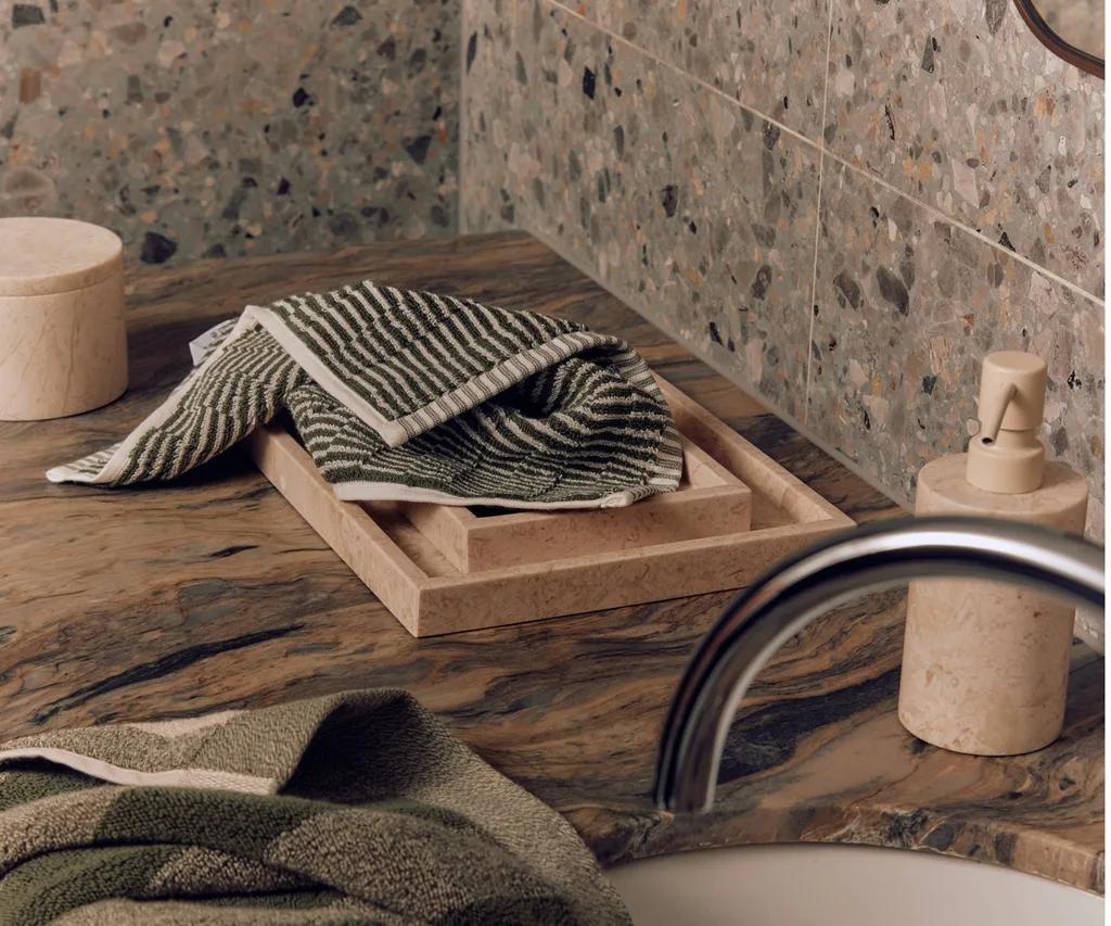 A bathroom vanity with Country Road handtowels
