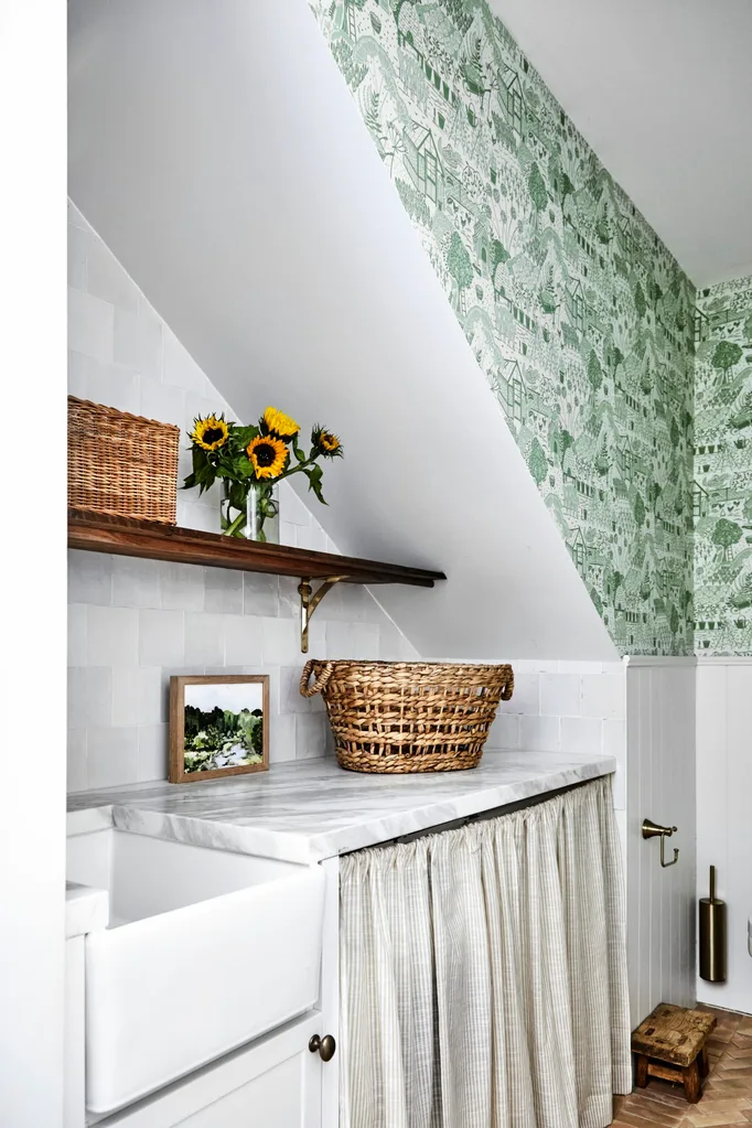 Elizabeth Hewson green terrace home laundry under stairs