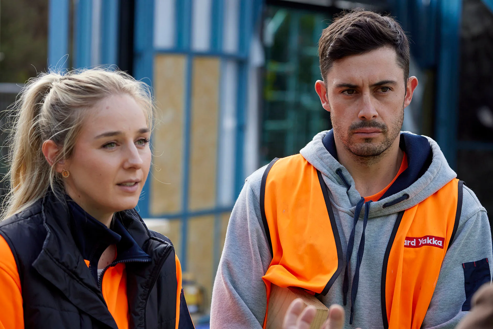 the block 2024 contestants jesse and paige looking concerned