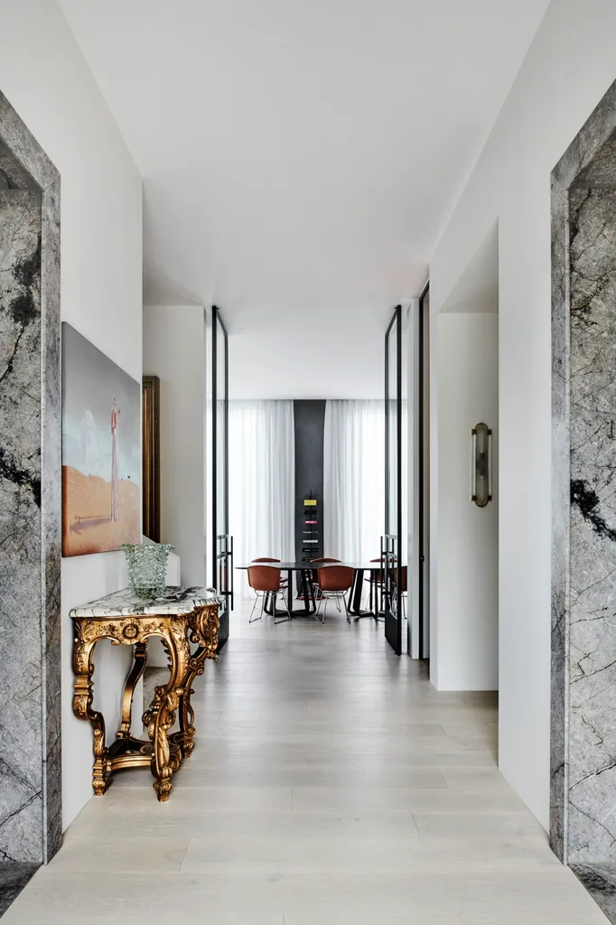 modern minimalist grey home hallway