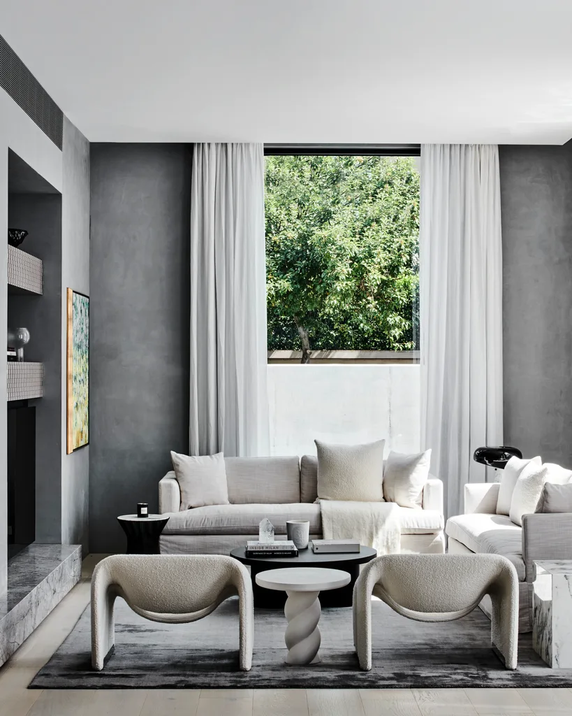 modern minimalist grey home living room
