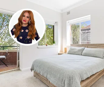 The bedroom in Isla Fisher's Sydney apartment for sale