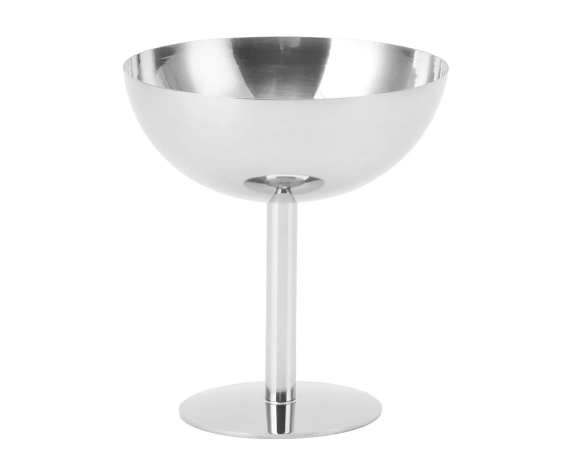 A stainless steel goblet cup