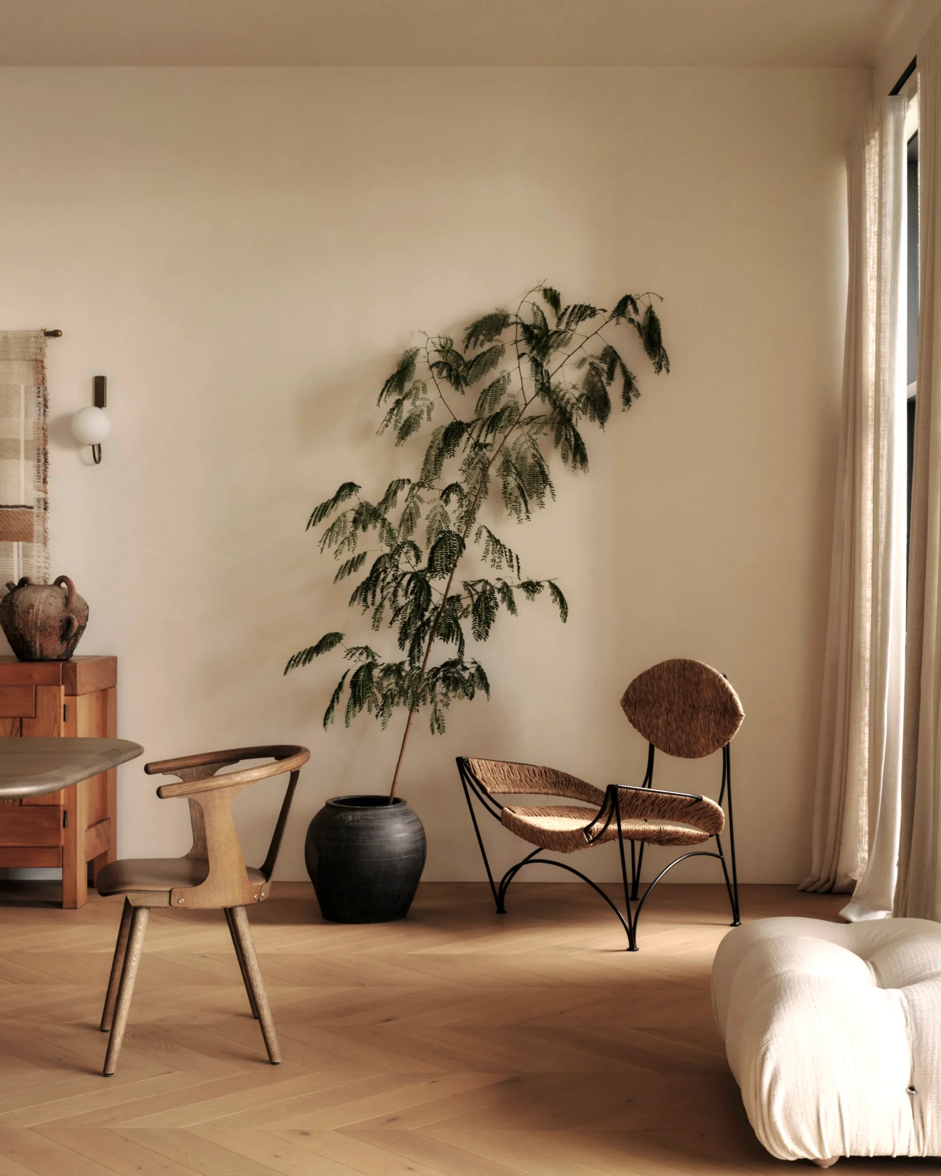 Neutral green apartment styling ideas