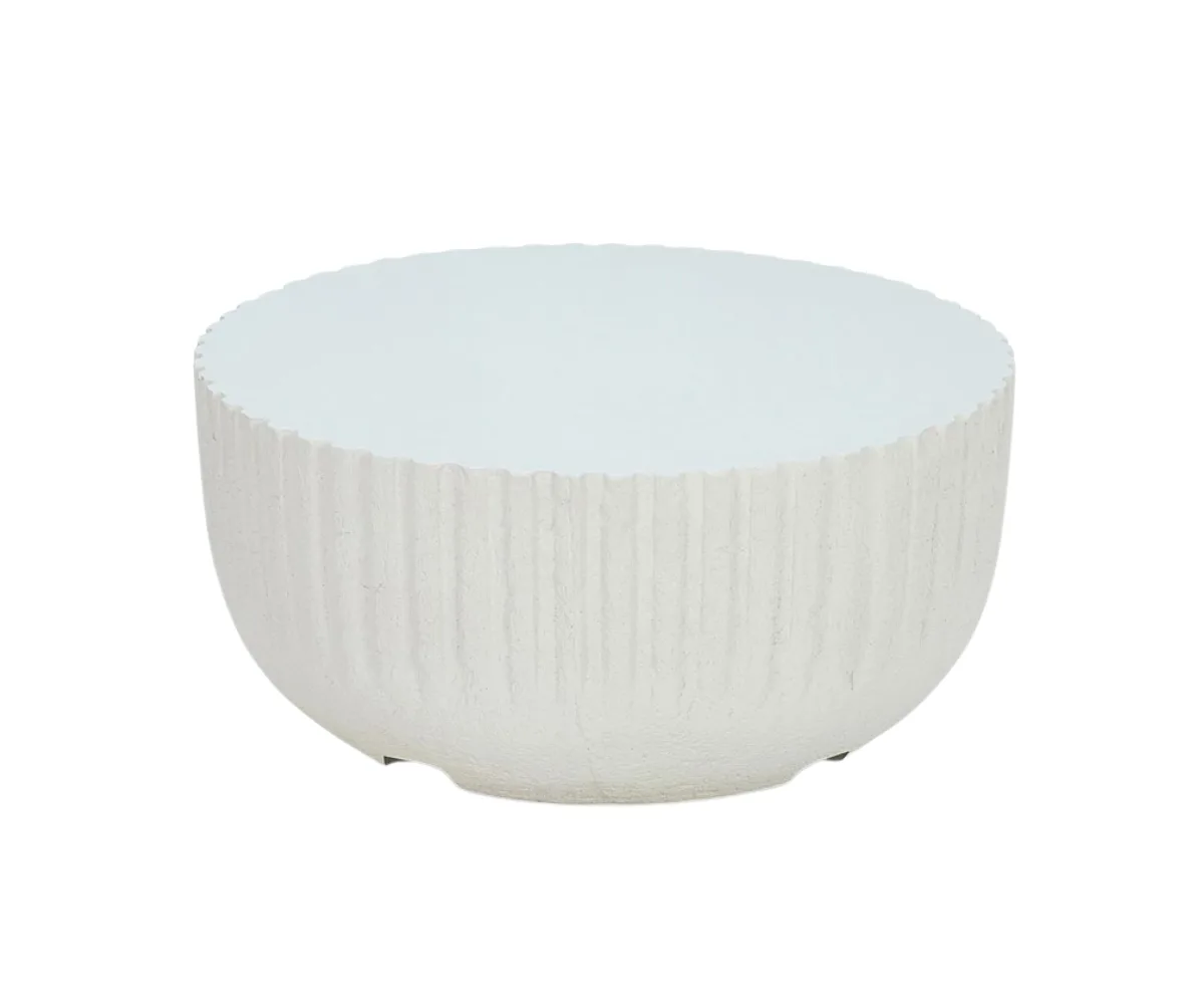 A white round outdoor coffee table from Freedom