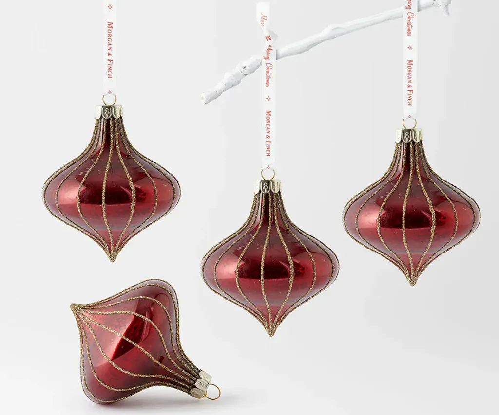 Red glass onion ornaments