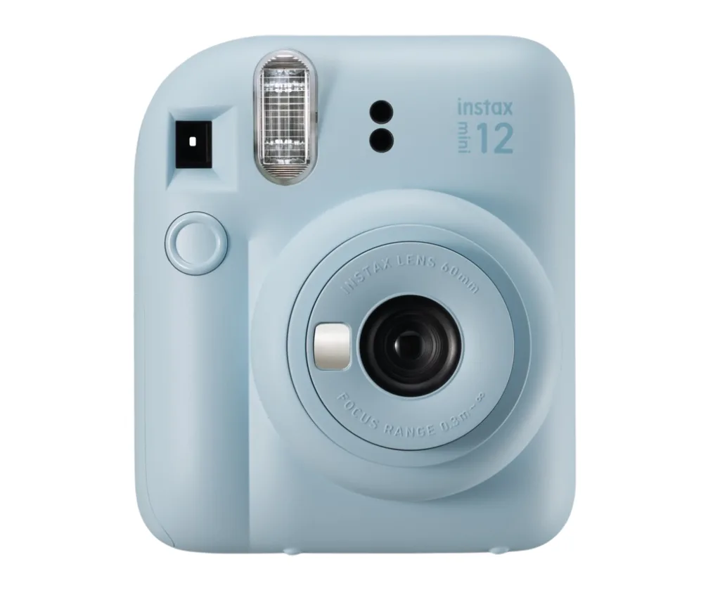 A blue Instax mini camera