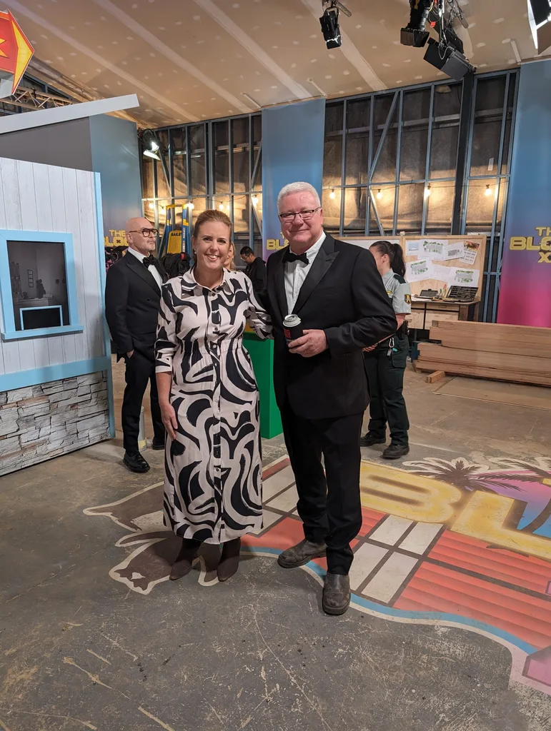 Property expert Alice Stolz with Scotty Cam at The Block auctions