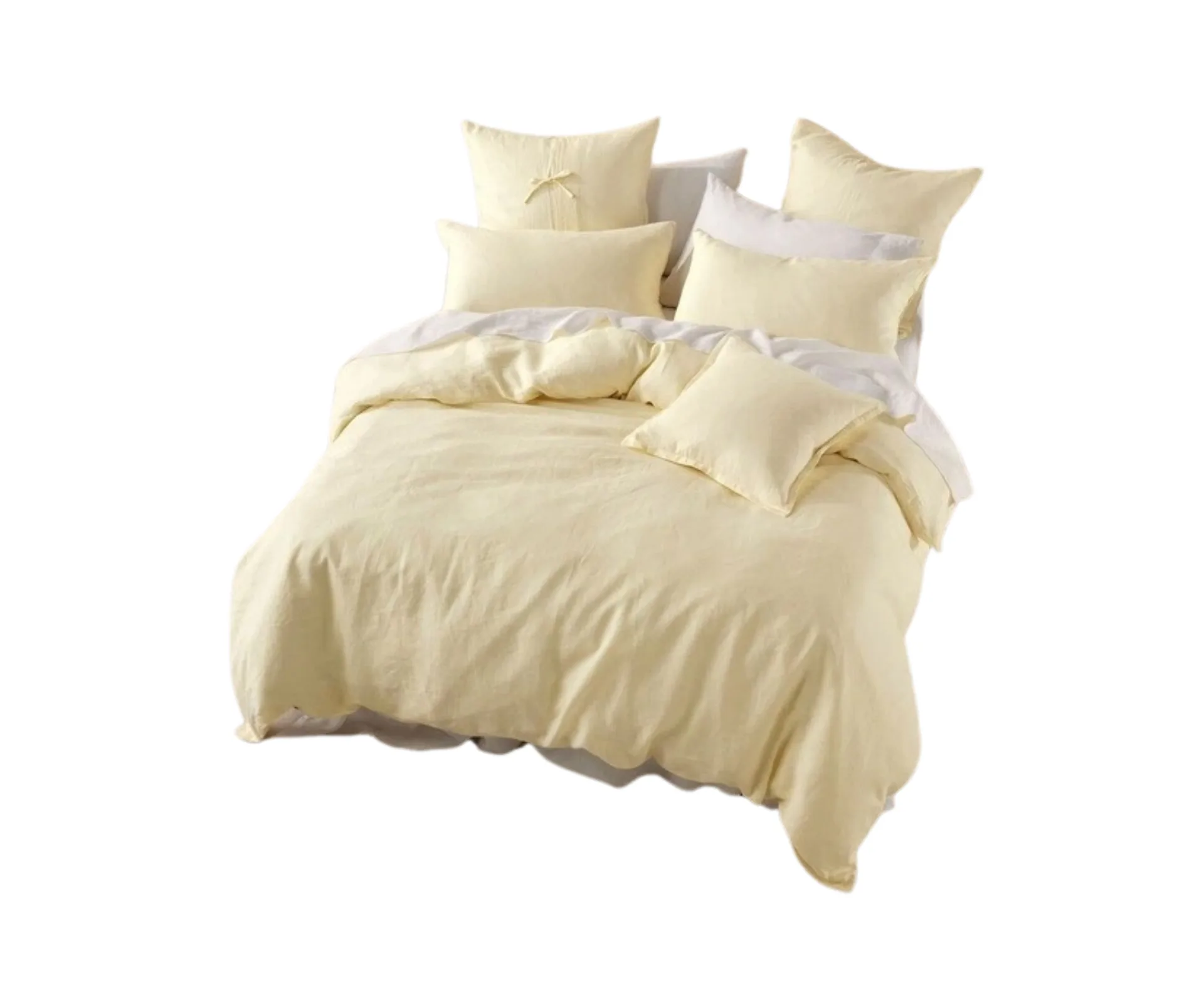 Butter-coloured linen bedding