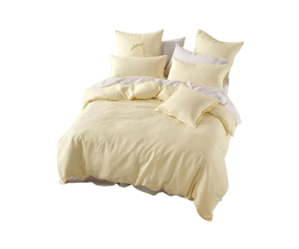 Butter-coloured linen bedding
