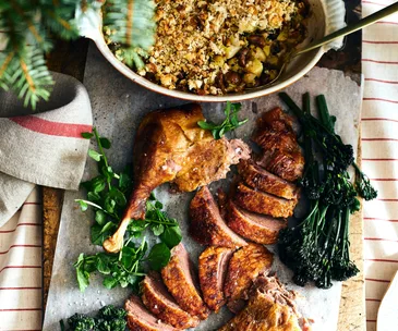 Roast Goose with Chestnut and Lemon Stuffing