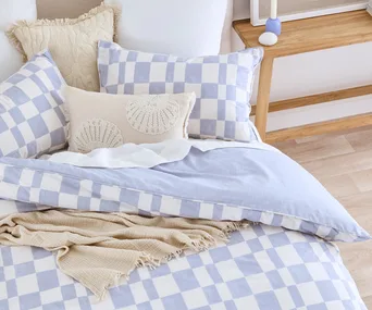 Blue and white bedding from Pillow Talk