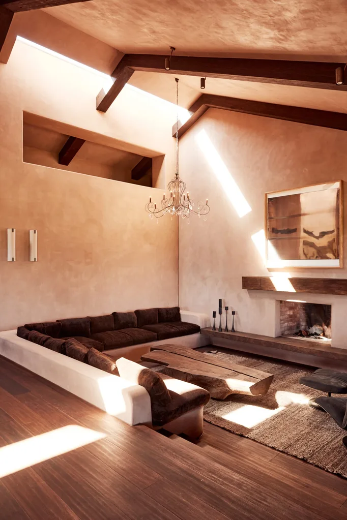 Sunken living in a Bangalow farmhouse homestead