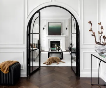 Modern family home arched door