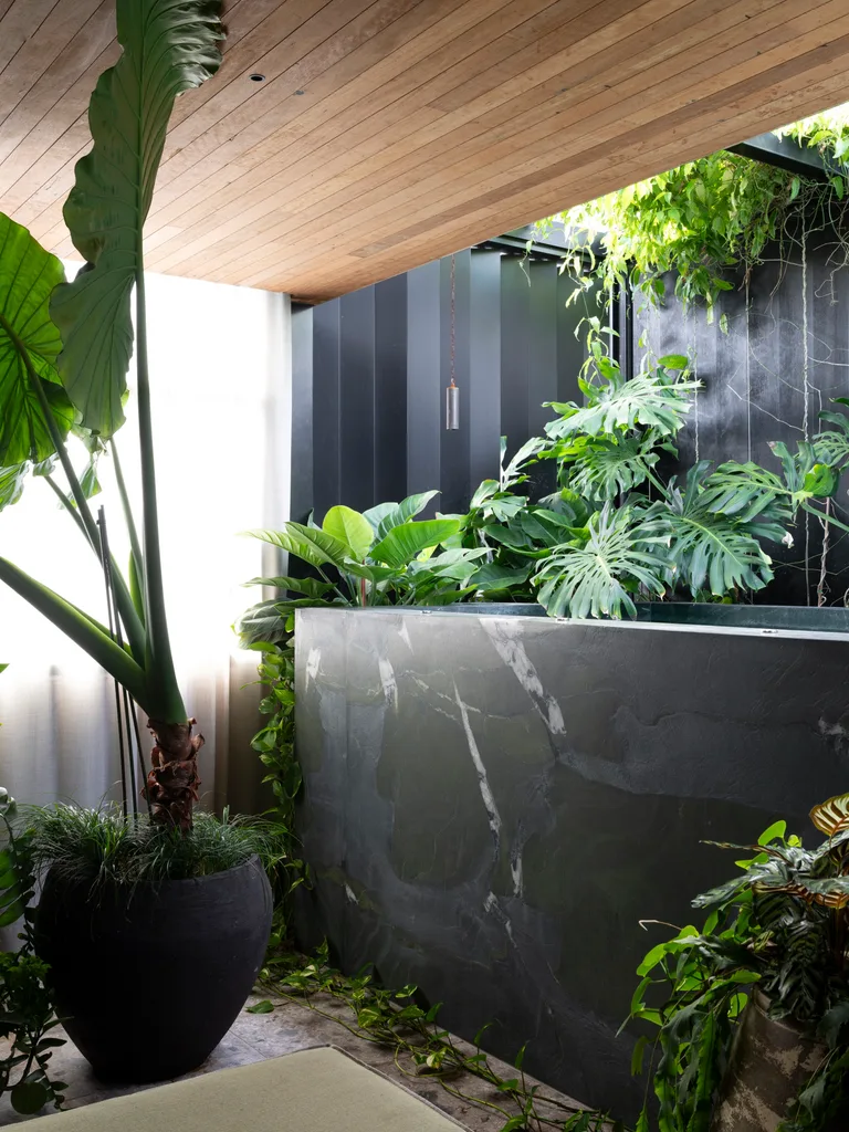 Penthouse Apartment Textured Interior With Greenery photo