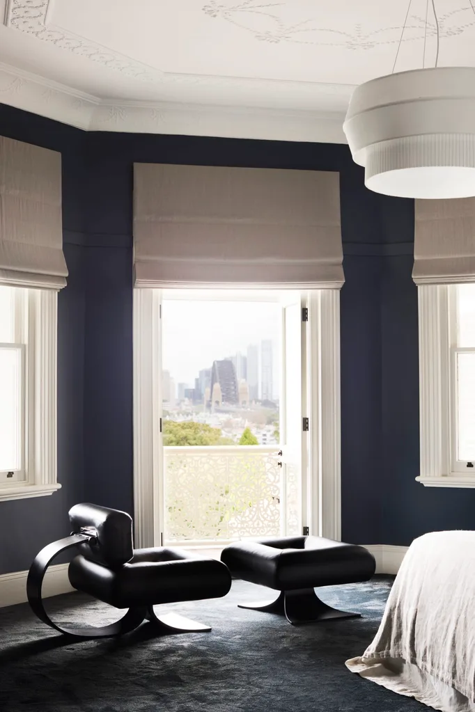 Black armchair and ottoman