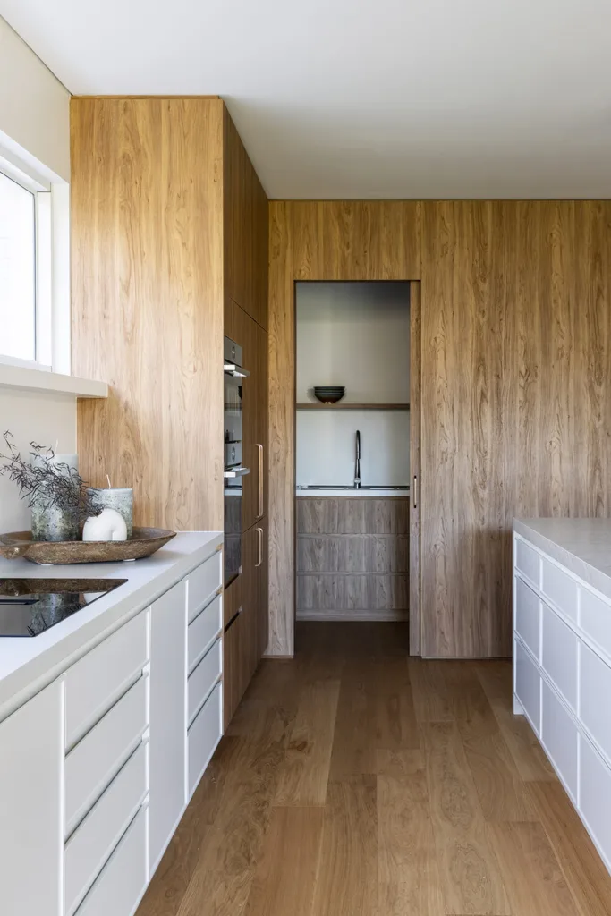 Contemporary home wood accents in kitchen