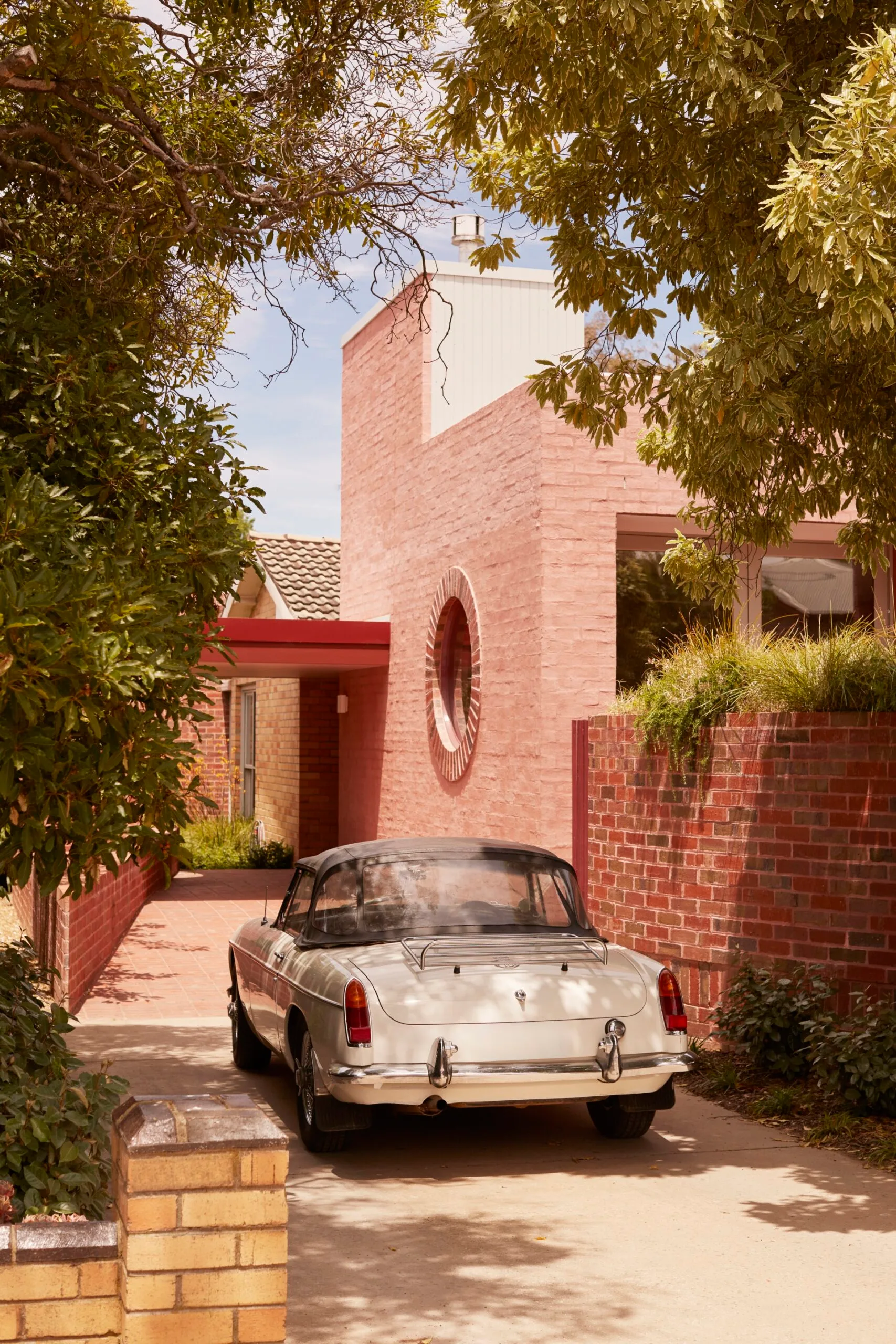 Retro bungalow home and car