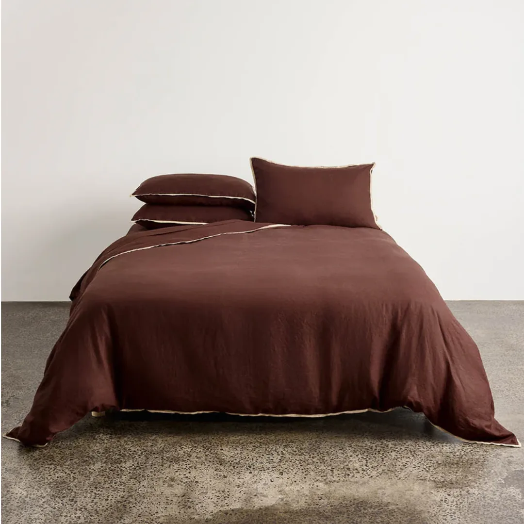 Hommey Linen Quilt Cover - Brown Sugar