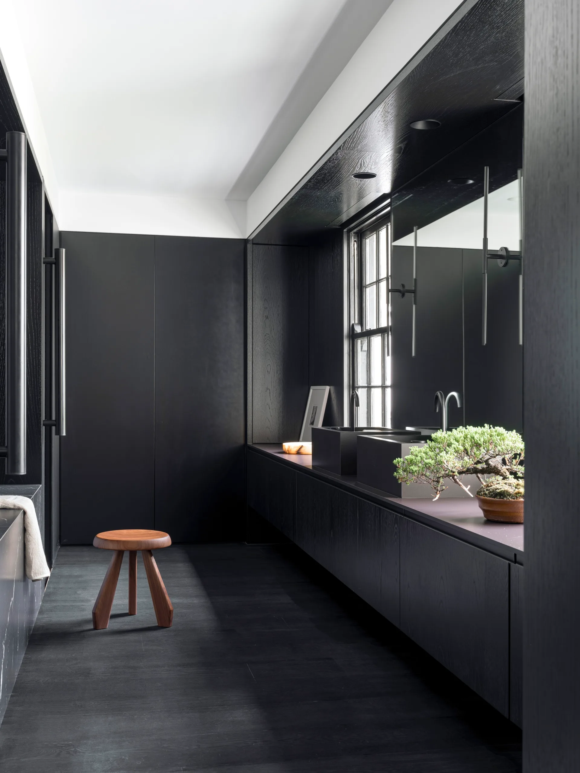 Modern black tile bathroom