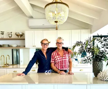 Mitch and Mark in the kitchen of their renovated beachside home