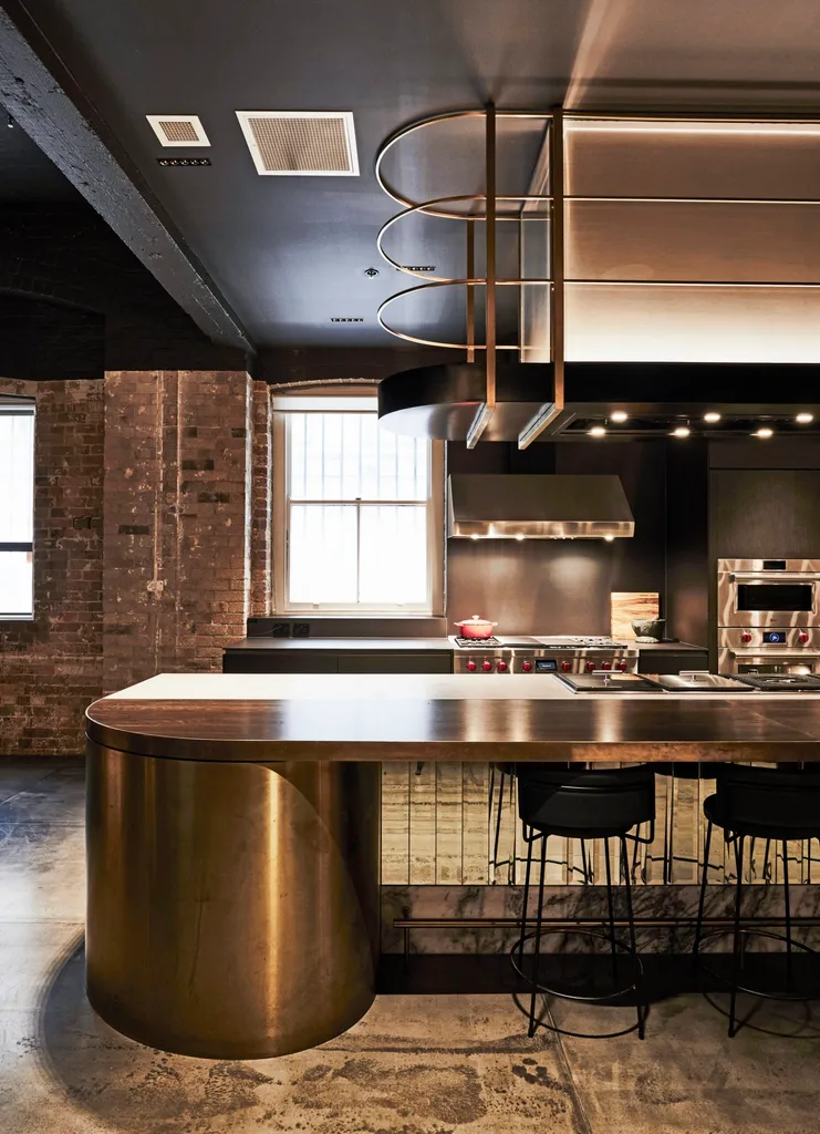 Stainless steel kitchen bench