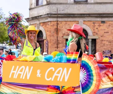 Contestants Han and Can at ChillOut Festival parade in Daylesford