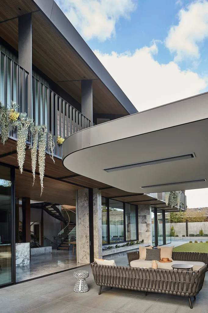 A tiled alfresco entertainment area