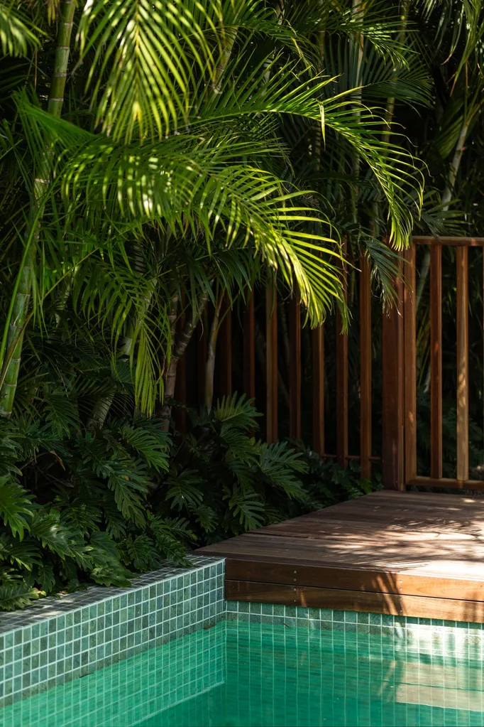 A mosaic-tiled swimming pool