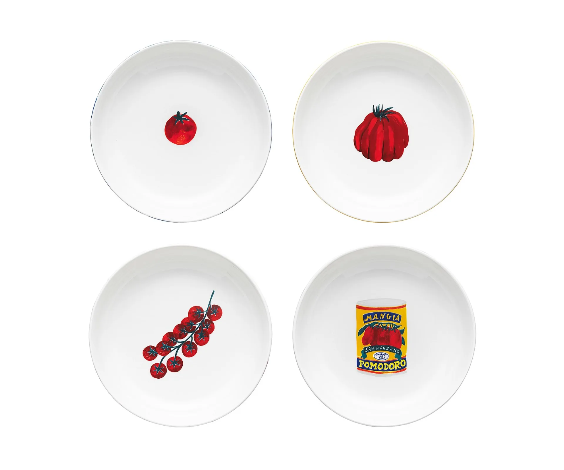 A set of four pasta plates