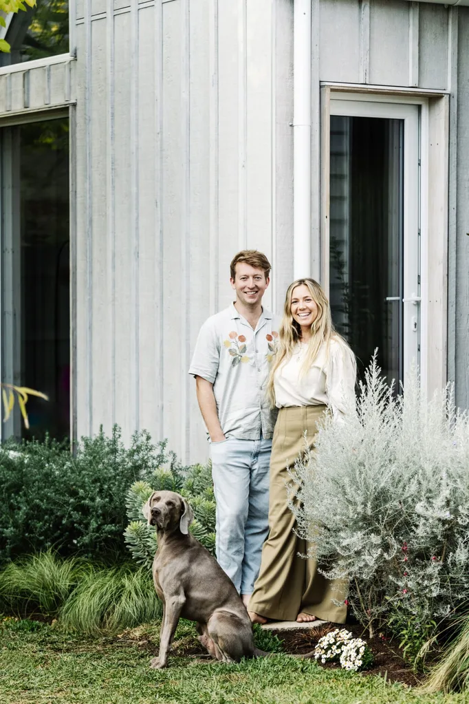 Home owners Dylan and Tylah with their dog Rocco
