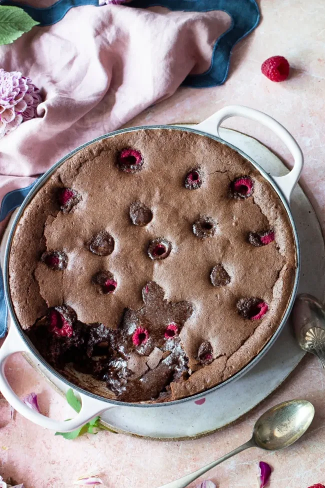 Chocolate and raspberry pudding