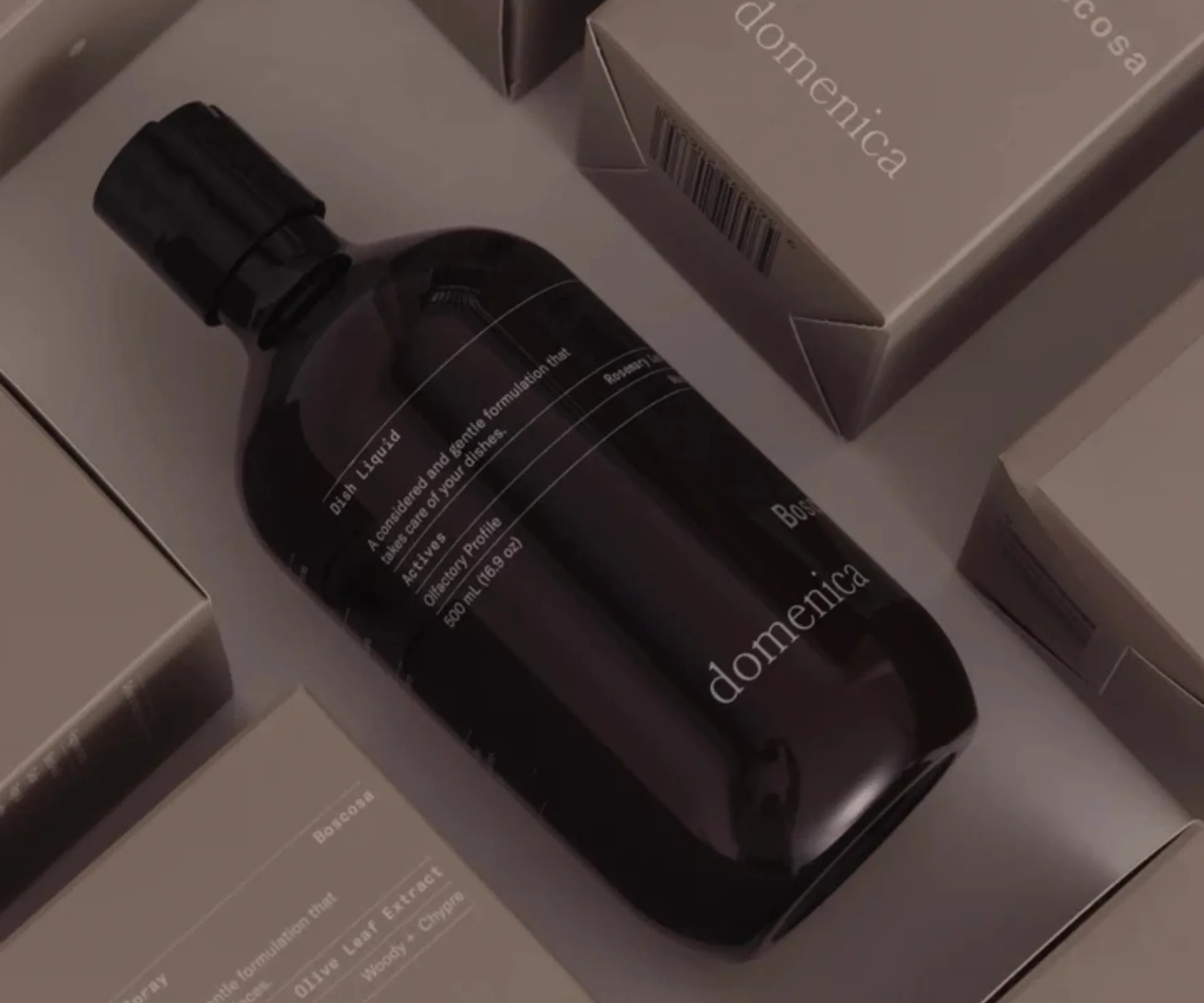 Brown packaging with brown glass bottle