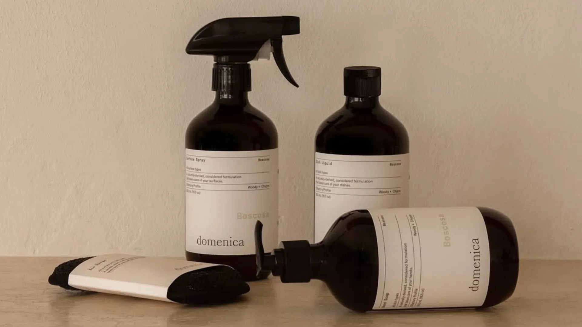 A beige background and bottles