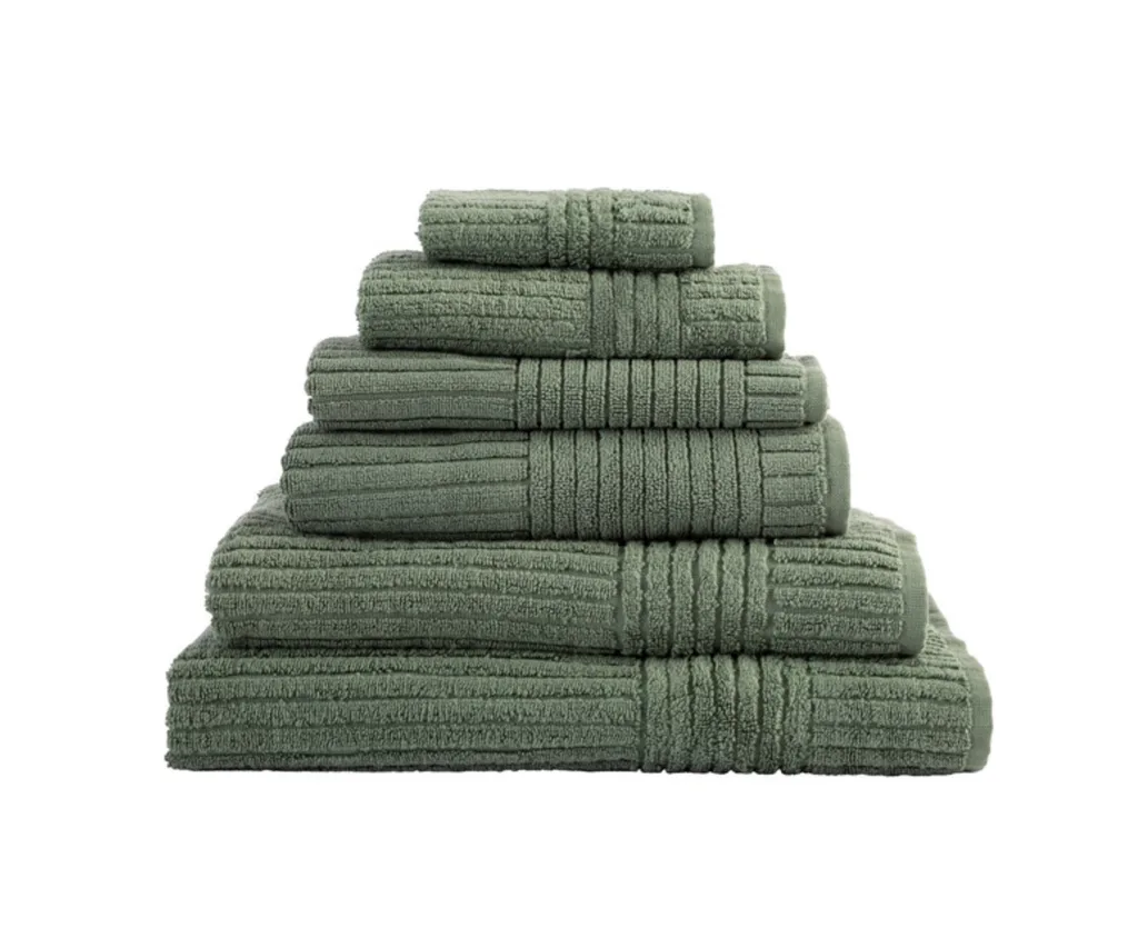 A stack of green towels
