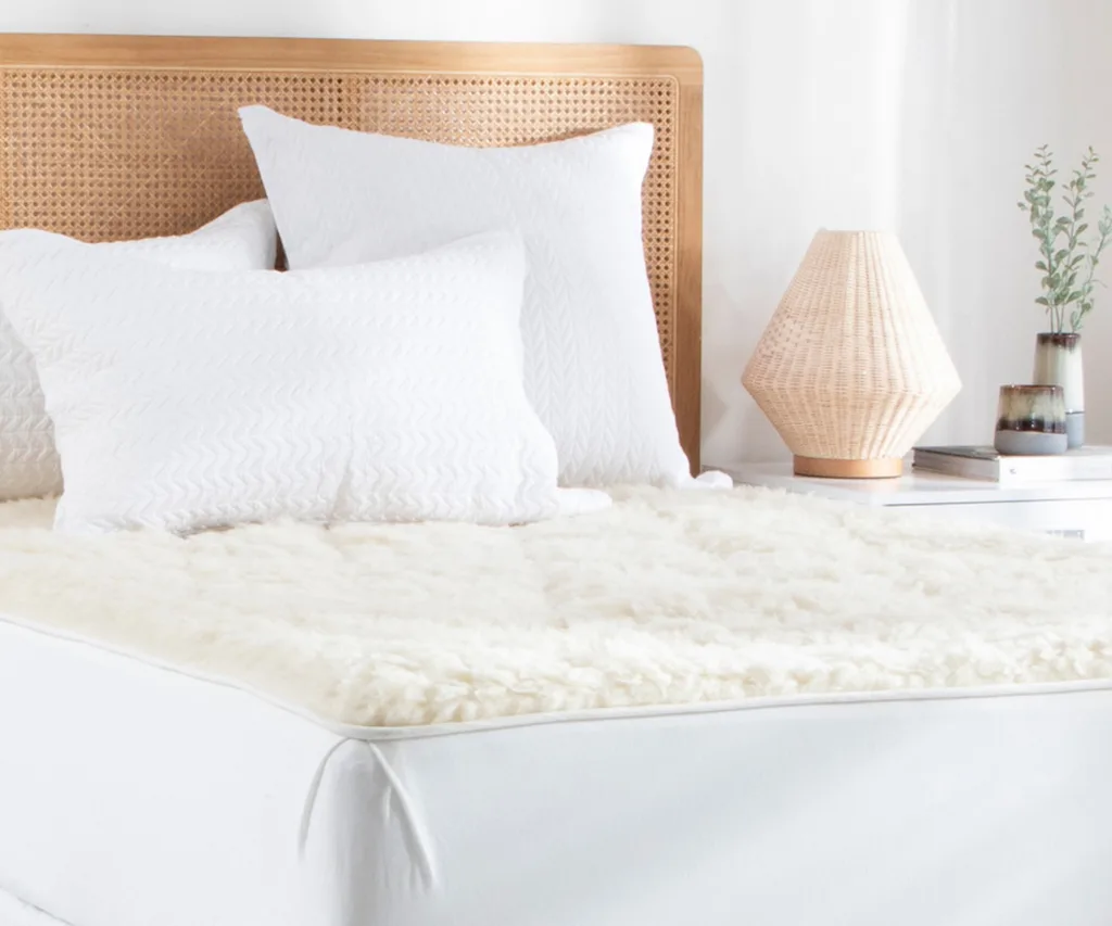 A wool mattress topper