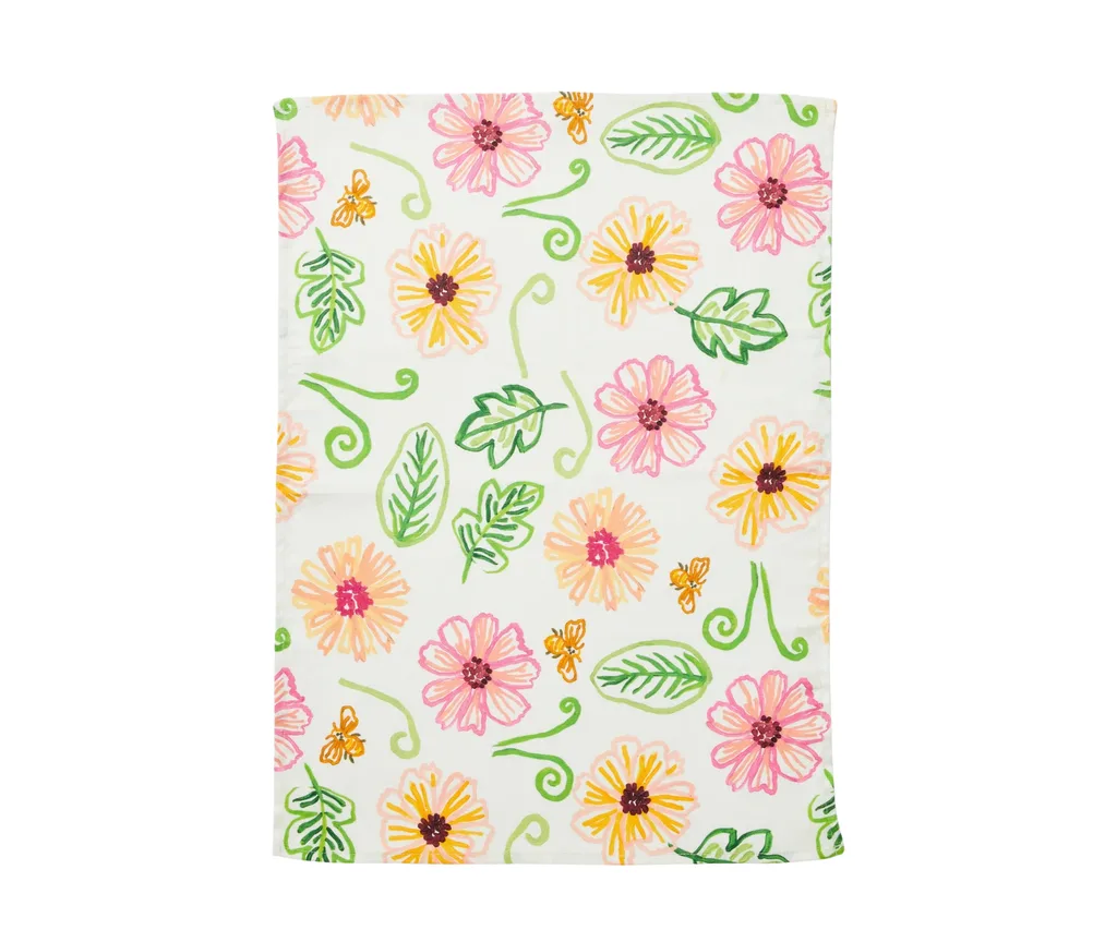 Floral tea towel